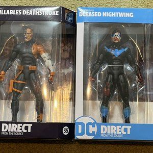 2 DEATHSTROKE & Nightwing McFarlane DC Direct DCeased 7" Action Figure Lot Misb!